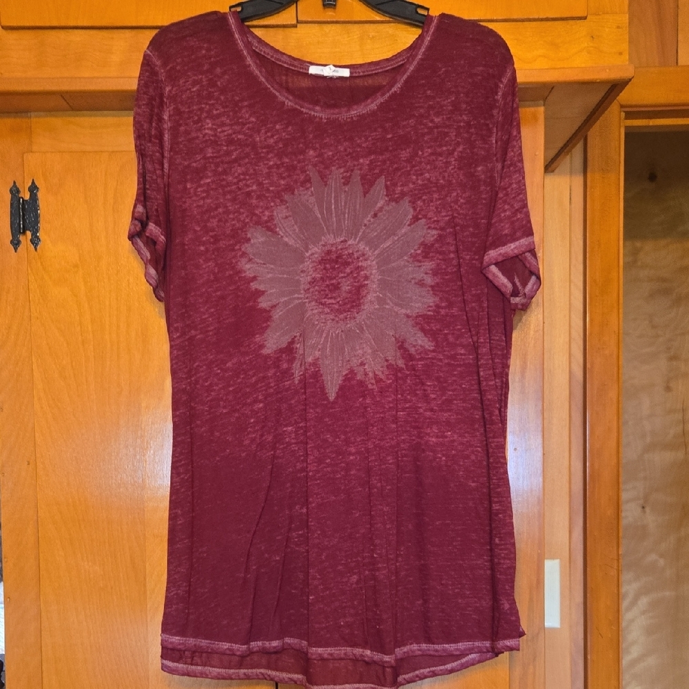 Maurices Maroon Sunflower Tee